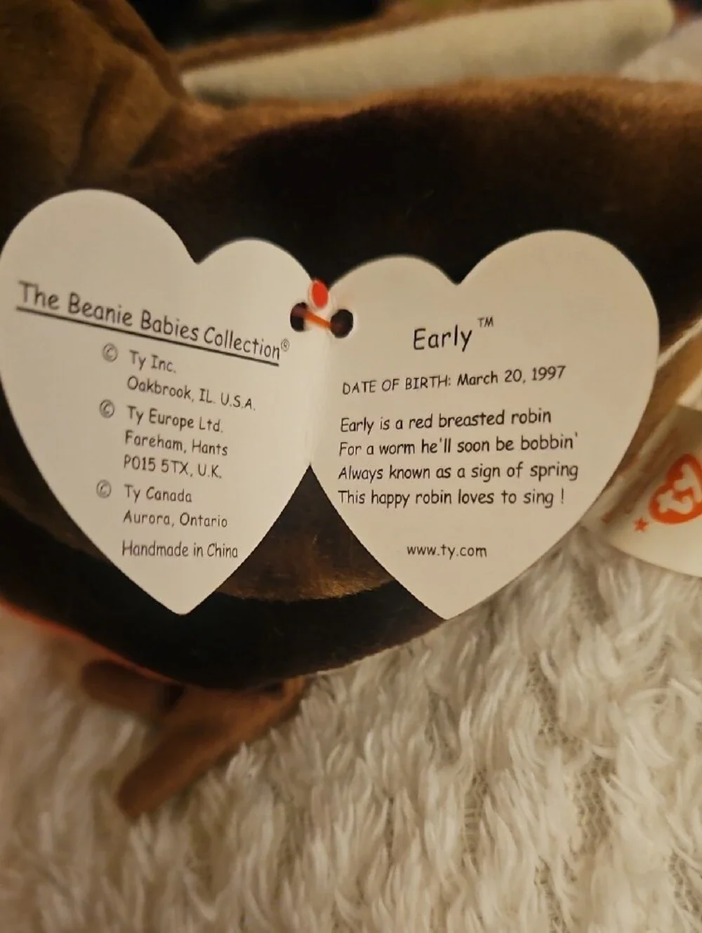 Ty Plush Early the Robin